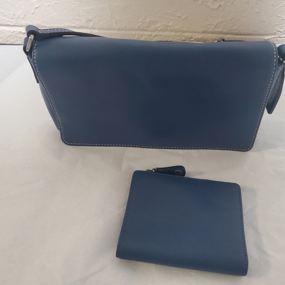 Coach "Demi" Blue Leather Crossbody Handbag - Picture 9 of 11